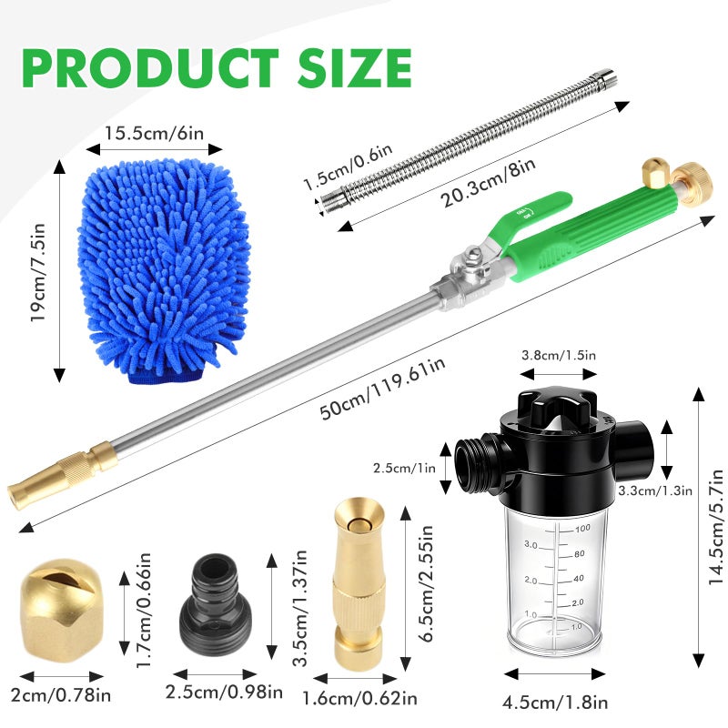 GES Jet Car Washer, High Pressure Power Hose Nozzle Wand Glass Window Cleaning Sprayer Extendable Home Garden Car Water Washing, Scrubbing Mitt and Soap Dispenser (adjustable nozzle + fan nozzle) - Image 2
